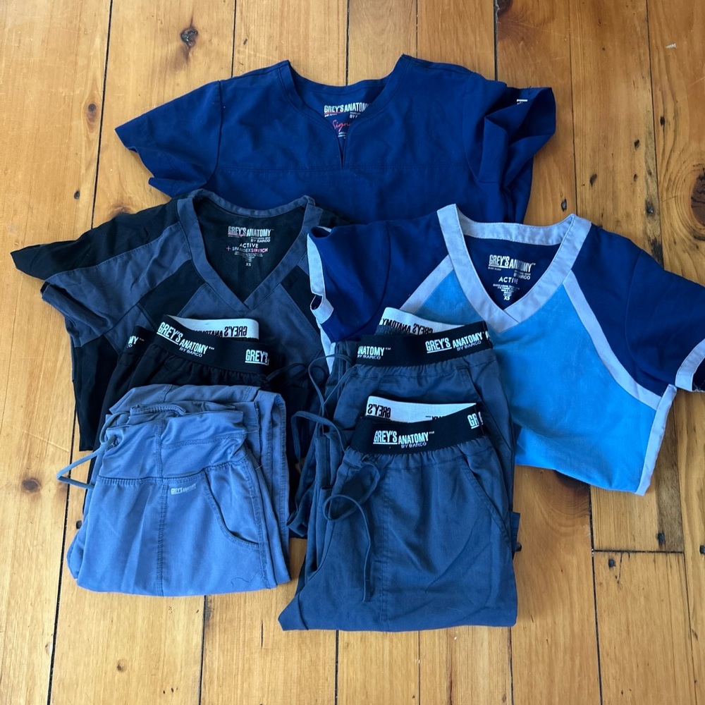 Woman’s Blue and Gray scrub Tops & bottoms ALL for $20